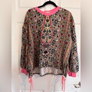 Alice + Olivia Pink and Multicolor Patterned Sweatshirt